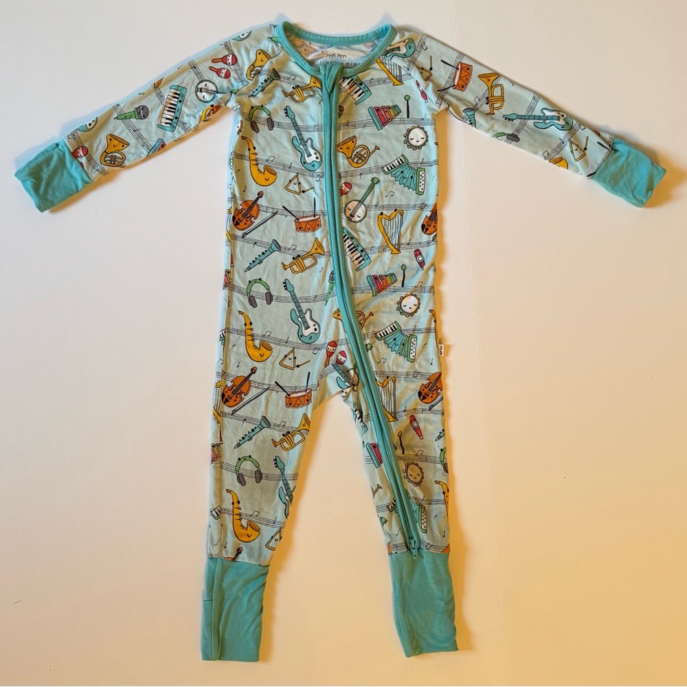 Little Sleepies Keys and Chords Print 2-way Zippered One Piece 6-12M EUC - Picture 2 of 5